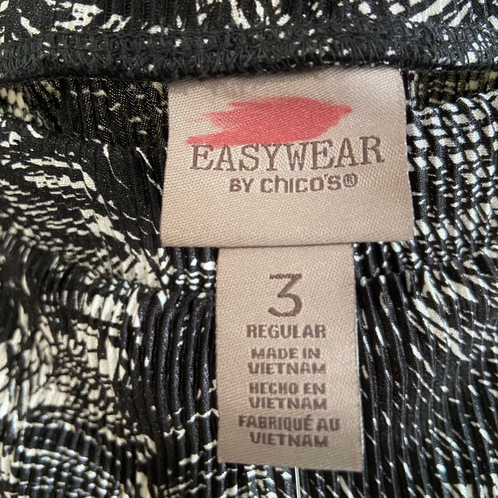 Easywear CHICO'S pull on Black White wide legs New pants 3XL - Picture 4 of 10